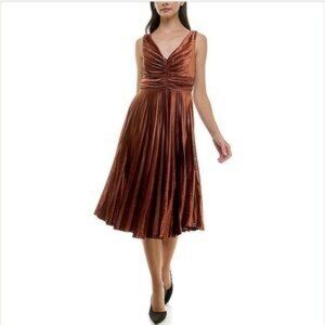 NWOT Maison Tara Luxe Velvet Copper Dress - Sz 10